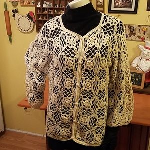 Crocheted cardigan granny Square lace jacket